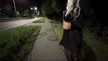 Amateur Shemale Hooker Flashing Dick on Street